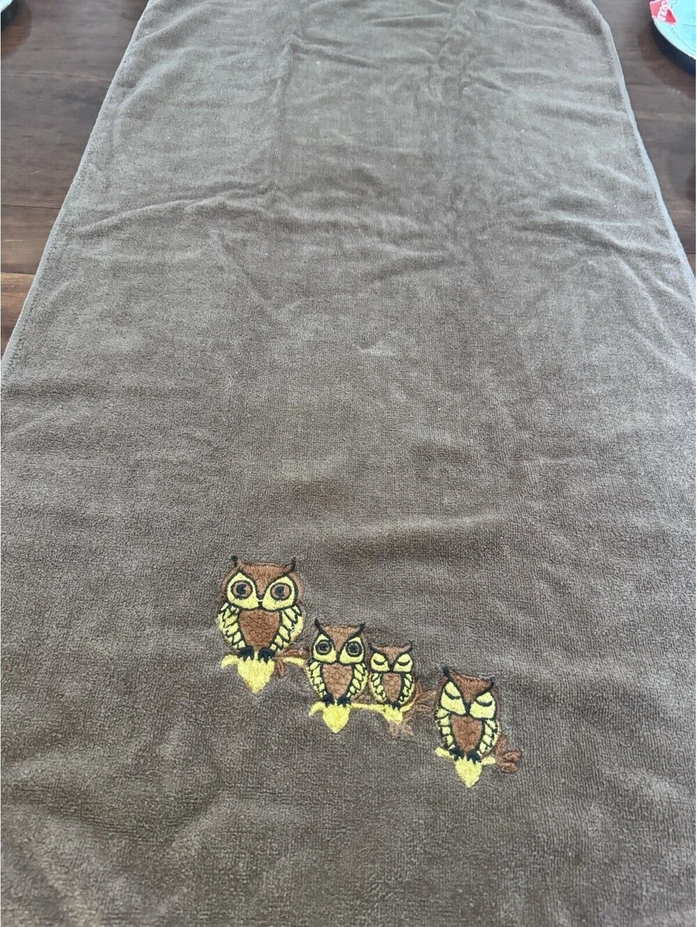 70s Brown Owls Embroidered Towel Set By Martex 2 Pc Set Bath Towels